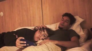 A lazy but deep blowjob session straight from bed, with an intense finish