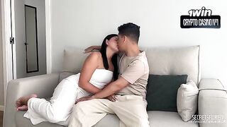 A girl with a big ass Latina gets a cock full of cum in her pussy