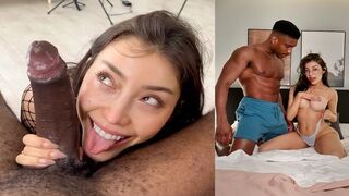 The bed is a silent witness to the passionate encounter between the brunette and her intense partner
