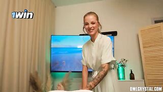 A sexy girl gets a sensual massage from her handsome masseur