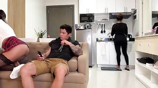 A girl came to her step dad, not noticing him and she came