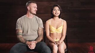 The slut is tied up and fucked hard, she screams with pleasure