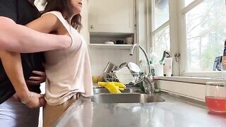 A passionate encounter in the kitchen with a steamy MILF