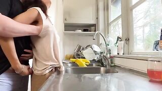 A passionate encounter in the kitchen with a steamy MILF
