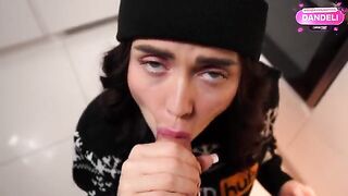 A naughty girl gets her wet pussy stuffed on Xmas