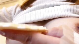A Japanese beauty has an amazing huge squirt solo