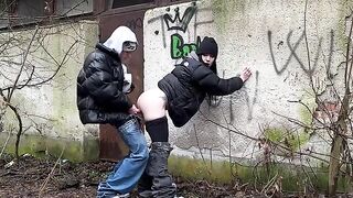 The girl was fucked in front of a stranger in public