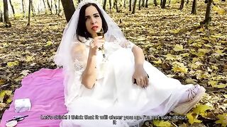 A white dress can be removed, but the main thing is to get a cock