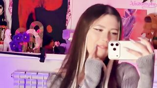 A girl caressed herself with a mirror, remembering someone special