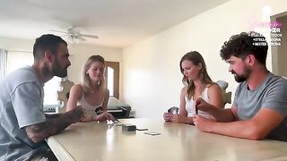 They play strip cards and end up having a hot foursome - Sammm Next Door & Stella Sedona