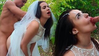 The bride cheats on her groom with her tongue and husband in this exclusive HD content