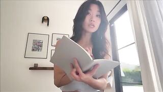 Asian step sister shares bed and gets intimate during study break