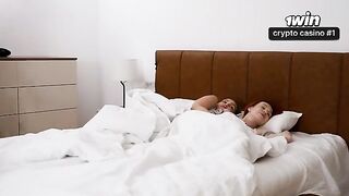 A hot Russian girl is sharing a bed with her stepmom and stepbrother in a steamy scene