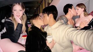 Passionate woman Melody Marks has sex in the backseat of a car