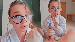 The nurse's sexy moans distract the guy from his work with the young patient