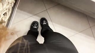An exclusive video of a hot Russian girl in a public place, jerking off