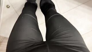 An exclusive video of a hot Russian girl in a public place, jerking off