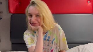 A young student has a hot and wet encounter on the train