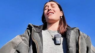 Babe masturbating on the public beach in HD