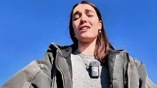 Babe masturbating on the public beach in HD
