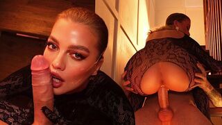 You can put it in your mouth, and there's a net on top - A sexy blonde gets fucked hard in POV