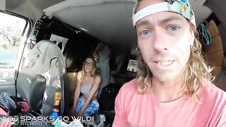 A hot chick is fucking on the street in a daring way