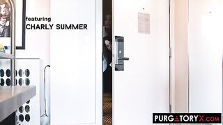 Room service gone wrong in this wild PURGATORYX scene with April Olsen and Charly Summer